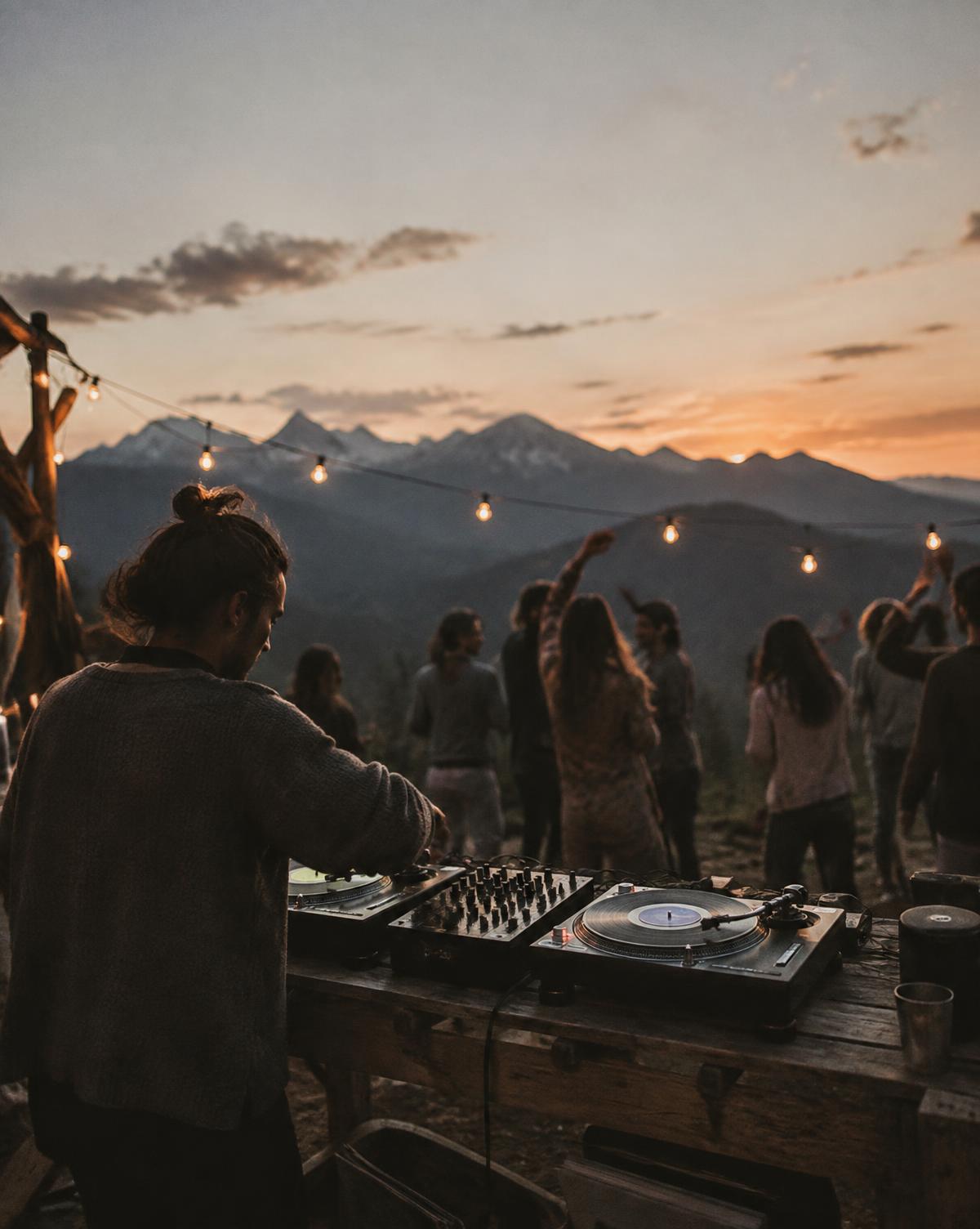 Set de música ao ar livre no fim da tarde